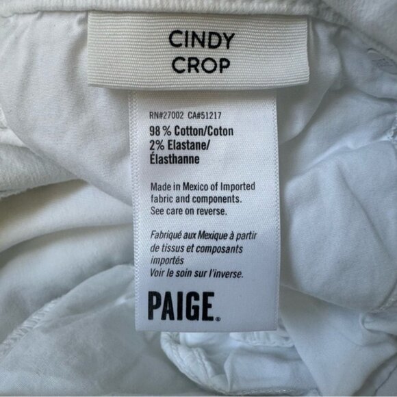 Paige The Cindy Crop High Rise Straight Leg Jean Raw Hem in White Sz 27 - Picture 8 of 13